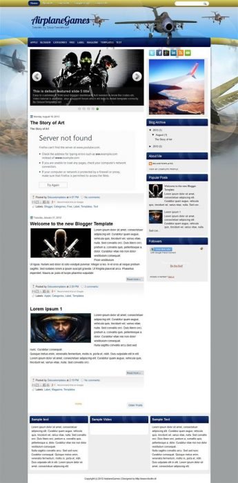 Airplane Games Blogger Template  (Custom)