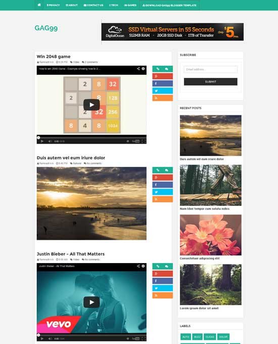 GAG99 Galley and Video Blogger Template