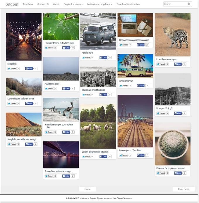 Grid Blogger Templates Grid Pin Photography Free Blogger Template (Custom ...
