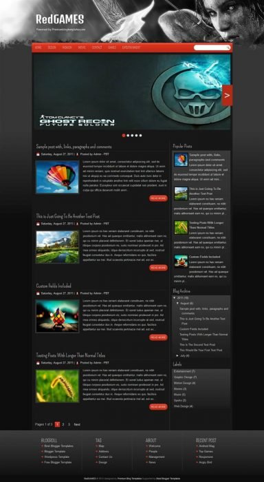 RedGames Responsive Blogger Template (Custom)