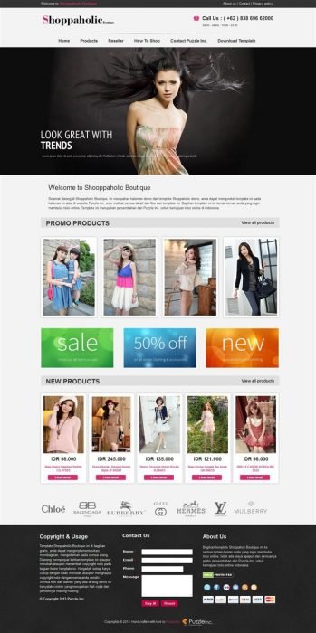 Shopaholic Boutique e-compras Blogger Template Responsive (Custom)